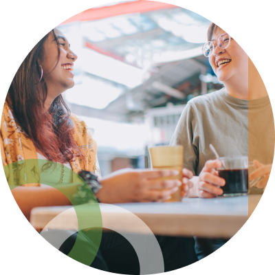 Two women having coffee