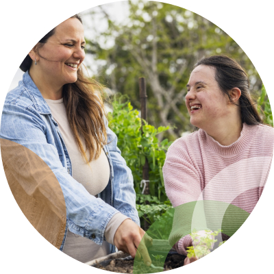 Two ladies gardening